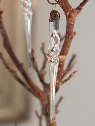 NORDIC.CHRISTMAS - Vintage mouth - blown twisted glass icicles - set of 2