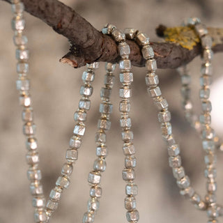NORDIC.CHRISTMAS - Vintage silvered hexagonal glass beaded Christmas garland