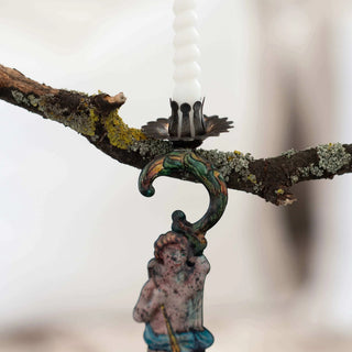 NORDIC.CHRISTMAS - Vintage tree candleholder ornament metal faun with ball