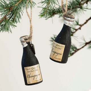 NORDIC.CHRISTMAS - Vintage wooden Champagne bottle with label