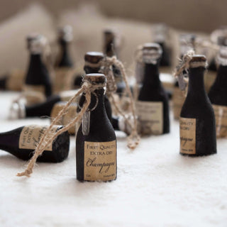 NORDIC.CHRISTMAS - Vintage wooden Champagne bottle with label
