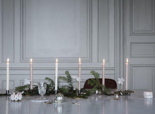 NORDIC.CHRISTMAS - White beaded leaves tealight holder hurricane