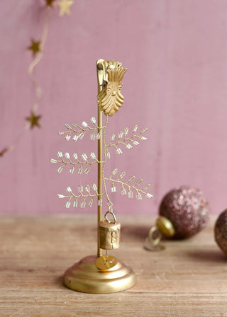 Champagne Beaded Bell Ornament