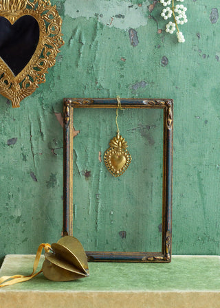 Mini brass sacred heart ornament or tag