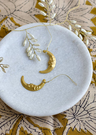 Brass moon tag ornament