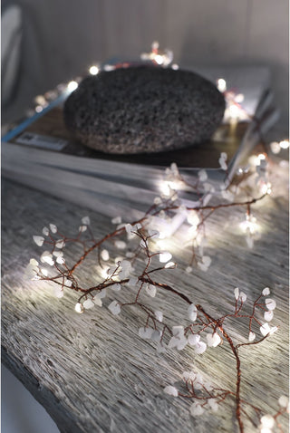 White gemstone lighted garland