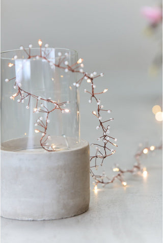 NORDIC.CHRISTMAS - White jewel metal lighted garland