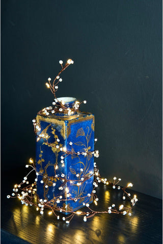 NORDIC.CHRISTMAS - White jewel metal lighted garland