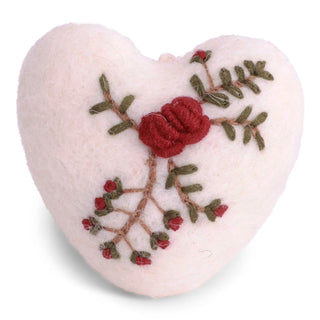 Felt White Heart with Branch Embroidery