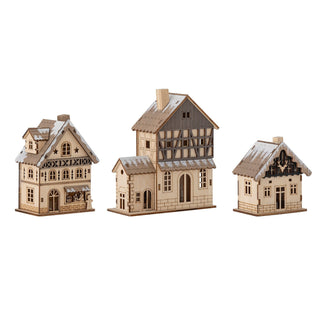 NORDIC.CHRISTMAS - Wooden Christmas village houses, set of 3
