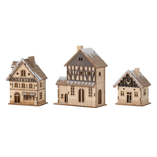 NORDIC.CHRISTMAS - Wooden Christmas village houses, set of 3